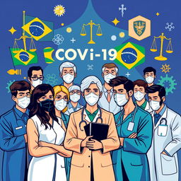A visually compelling illustration representing the systematic communication between law and health during the COVID-19 pandemic in Brazil