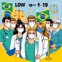 A visually compelling illustration representing the systematic communication between law and health during the COVID-19 pandemic in Brazil