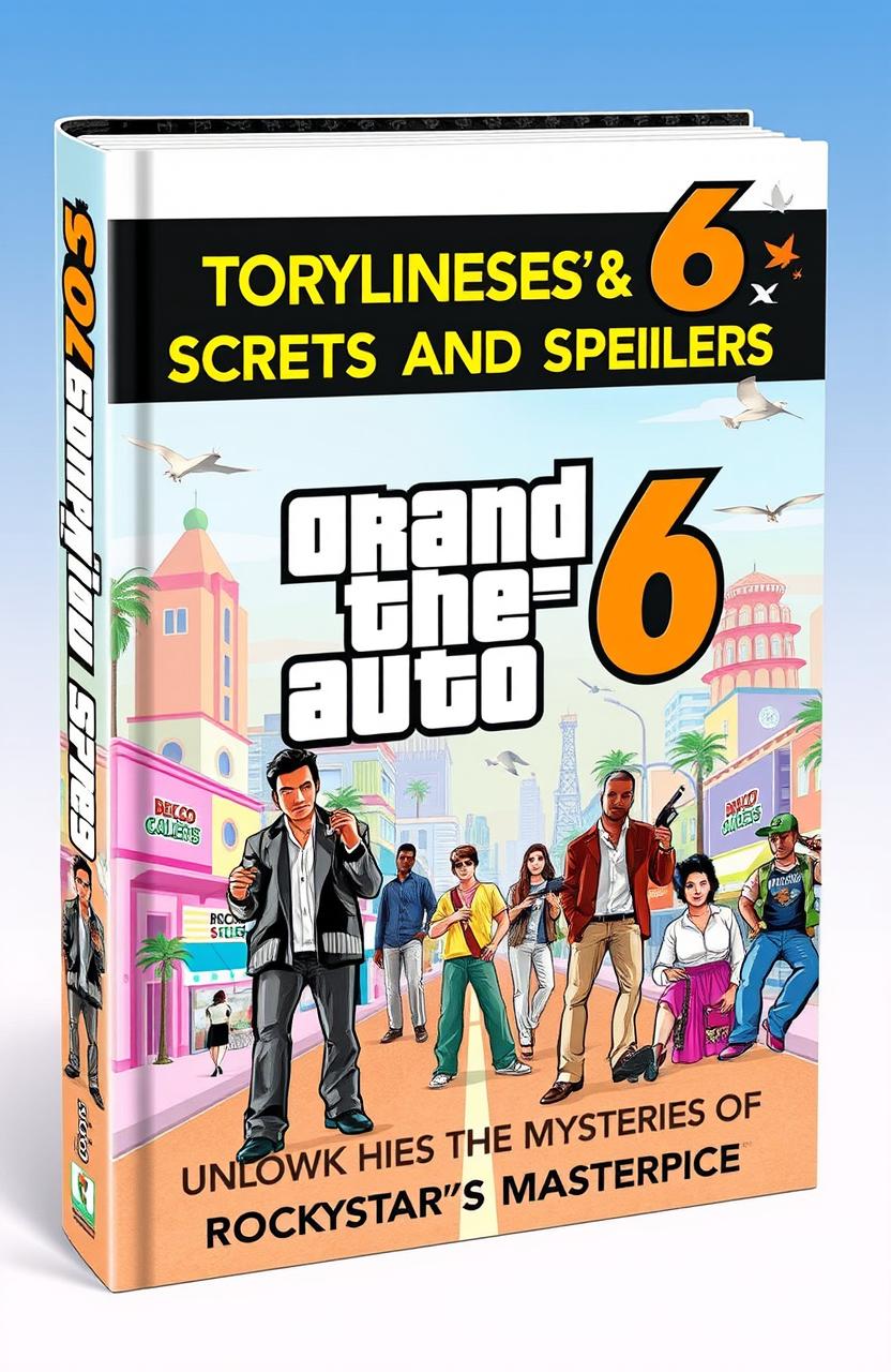 An eye-catching book cover for 'GTA 6: Storylines, Secrets, and Spoilers'