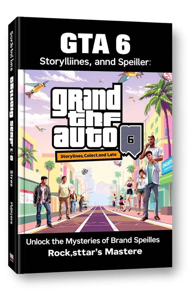 An eye-catching book cover for 'GTA 6: Storylines, Secrets, and Spoilers'