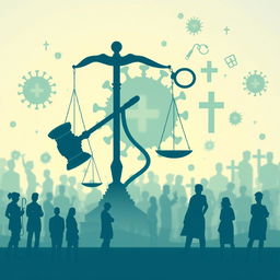 A conceptual artwork representing the systemic communication between law and health during the COVID-19 pandemic