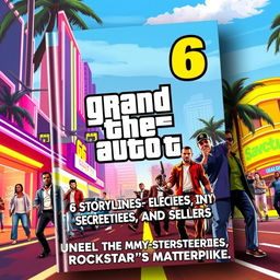 An eye-catching book cover for 'GTA 6: Storylines, Secrets, and Spoilers'