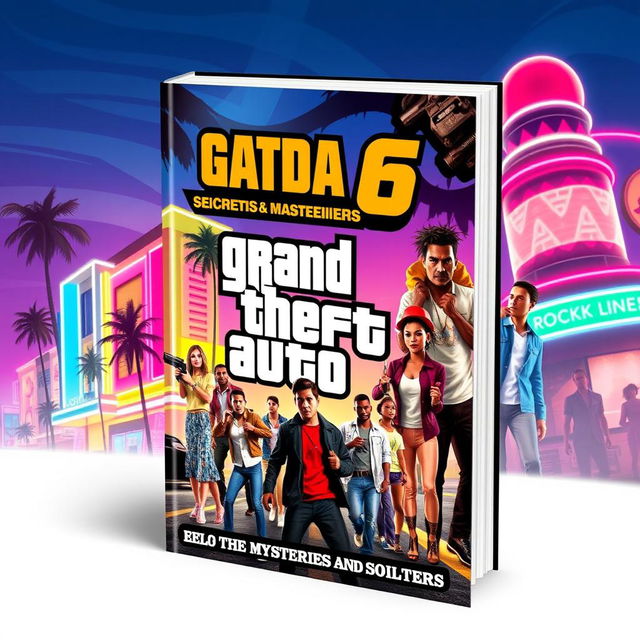 An eye-catching book cover for 'GTA 6: Storylines, Secrets, and Spoilers'