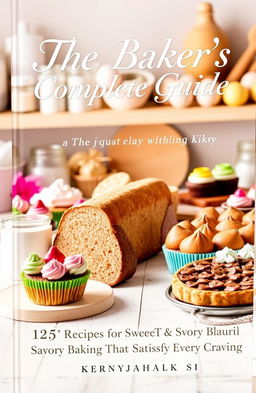 A beautifully designed book cover for a baking guide