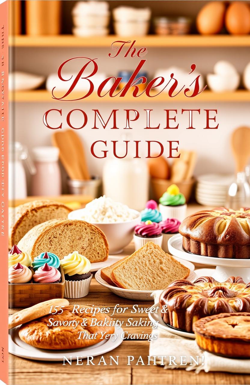 A beautifully designed book cover for a baking guide