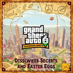 An adventurous cover for 'GTA 6: Discovering Secrets and Easter Eggs'
