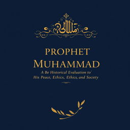 An elegant and modern book cover design for 'Prophet Muhammad: A Historical Evaluation of His Contributions to Peace, Ethics, and Society'