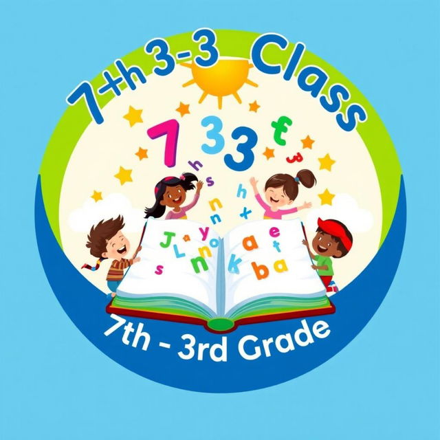 An emblem representing a 7th to 3rd grade class, creatively designed to capture the essence of educational growth and teamwork