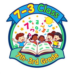 An emblem representing a 7th to 3rd grade class, creatively designed to capture the essence of educational growth and teamwork