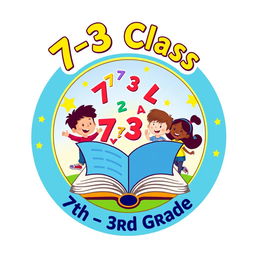 An emblem representing a 7th to 3rd grade class, creatively designed to capture the essence of educational growth and teamwork