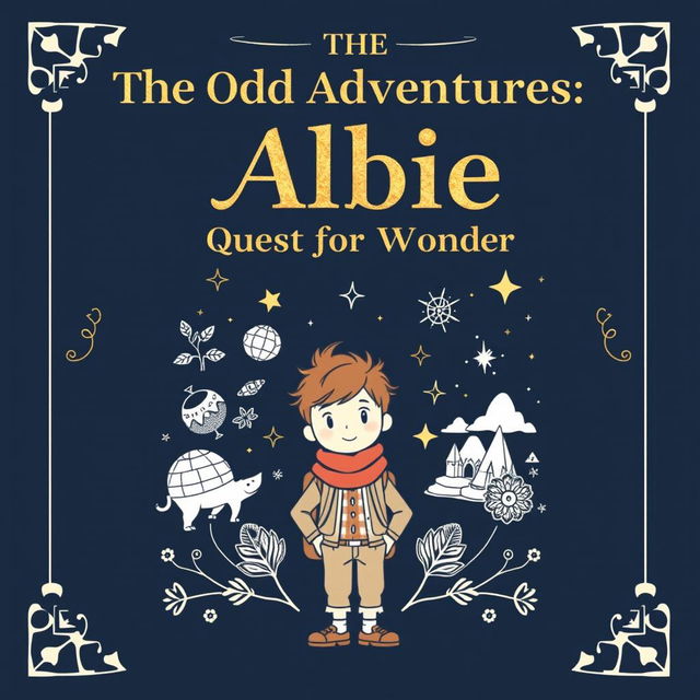 A modern yet classic book cover design for 'The Odd Adventures of Albie: A Quest for Wonder'