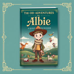 A modern and classic book cover design for 'The Odd Adventures of Albie: A Quest for Wonder'
