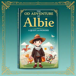A modern and classic book cover design for 'The Odd Adventures of Albie: A Quest for Wonder'