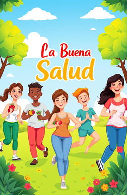 A vibrant and colorful illustration representing the theme of "La Buena Salud" (Good Health)