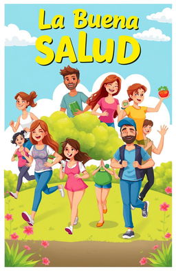 A vibrant and colorful illustration representing the theme of "La Buena Salud" (Good Health)