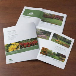 Improve an 8-page landscape catalog, measuring 9 inches by 6 inches, by enhancing its visual impact and aligning its color scheme with that of a specific logo