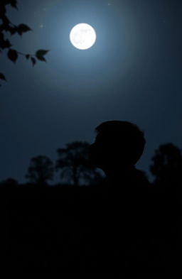 A quiet, peaceful midnight scene illuminated by soft moonlight