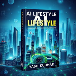 A visually striking book cover for 'AI Lifestyle: Embracing the Future with Intelligent Living' by Yash Kumar