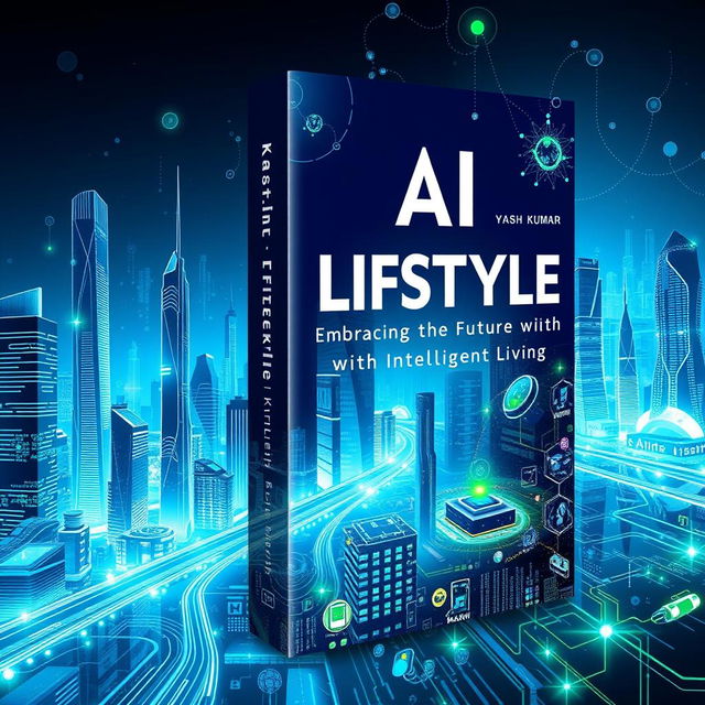 A visually striking book cover for 'AI Lifestyle: Embracing the Future with Intelligent Living' by Yash Kumar