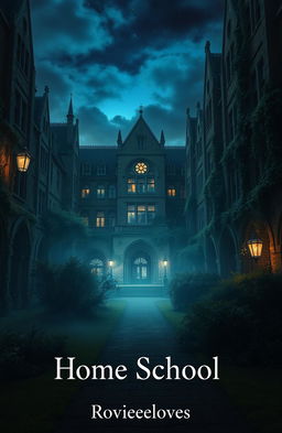 A mysterious university campus that embodies a sense of intrigue and exploration, drawing inspiration from the atmosphere of the movie titled 'Home School'