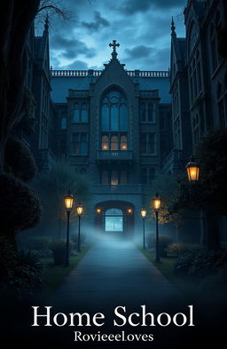 A mysterious university campus that embodies a sense of intrigue and exploration, drawing inspiration from the atmosphere of the movie titled 'Home School'