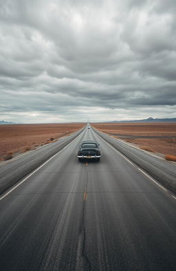 A vast, desolate road stretching into the horizon, surrounded by an empty landscape that evokes feelings of loneliness and solitude