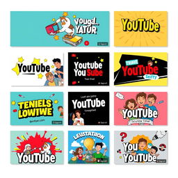 A collection of visually striking YouTube thumbnails, each designed based on trending topics