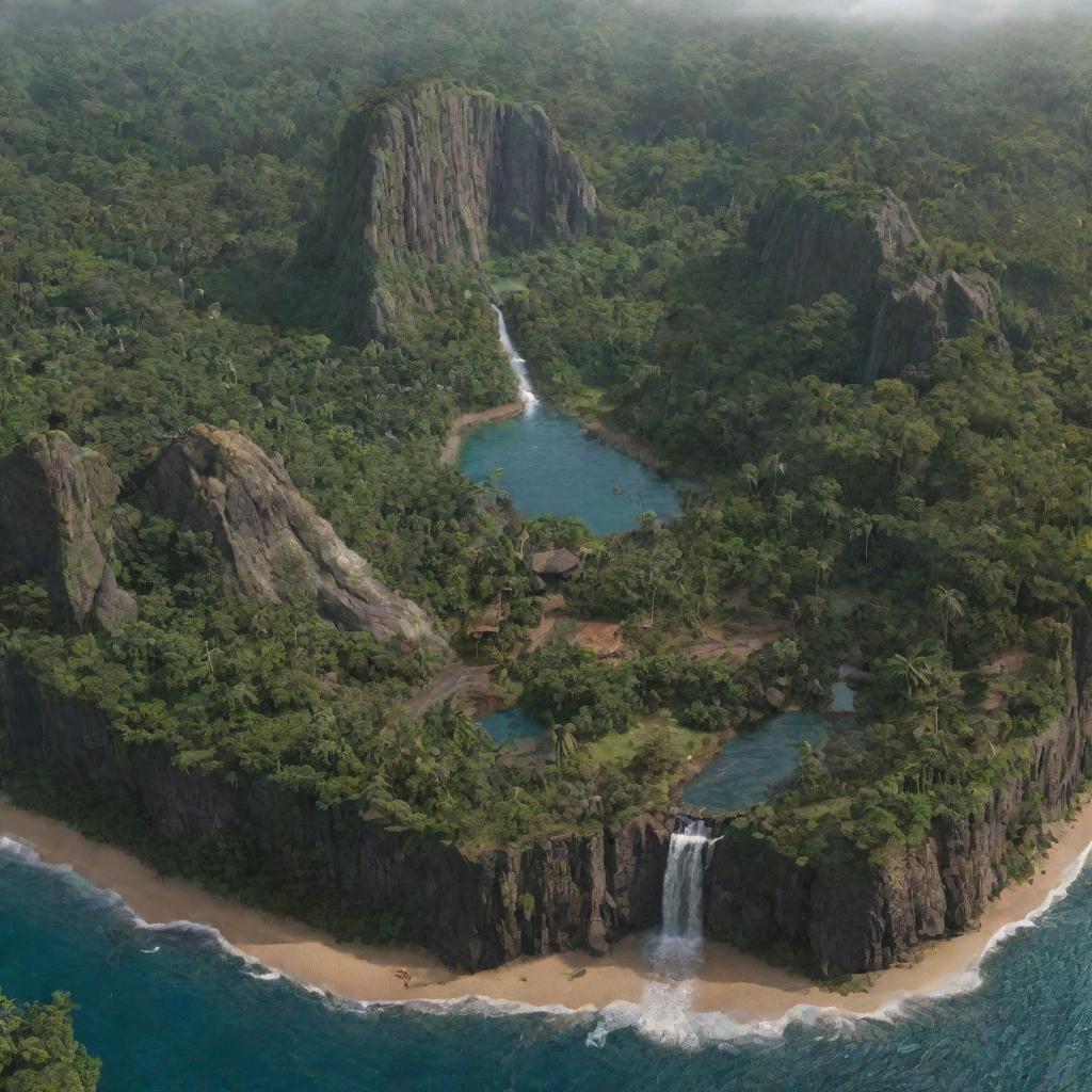 A highly detailed recreation of Isla Sorna as seen in the movie 'Jurassic Park 3'