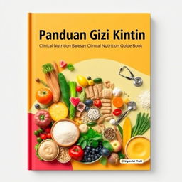 A visually appealing cover design for a clinical nutrition guidebook, featuring a vibrant color palette that conveys health and wellness
