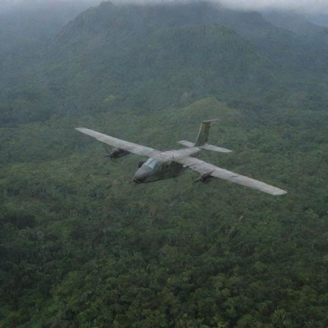 A group of people are flying to Isla Sorna via airplane, the island from 'Jurassic Park 3'