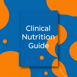 A sleek and modern clinical nutrition guide cover design featuring a harmonious blend of blue and orange colors