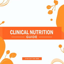 A sleek and modern clinical nutrition guide cover design featuring a harmonious blend of blue and orange colors