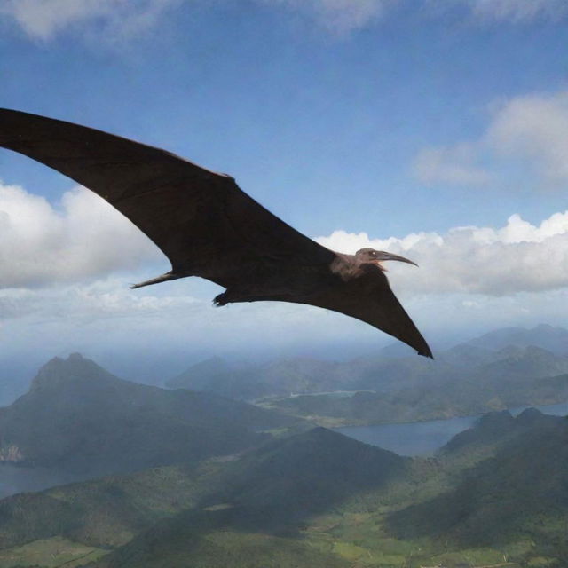 A large Pteranodon suddenly swoops down, attacking the airplane that's flying towards Isla Sorna