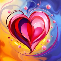 An abstract representation of heartfelt emotions, featuring swirling shapes and vibrant colors that blend harmoniously