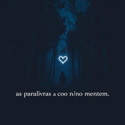 A dark and moody scene representing the phrase 'as palavras do coração não mentem'