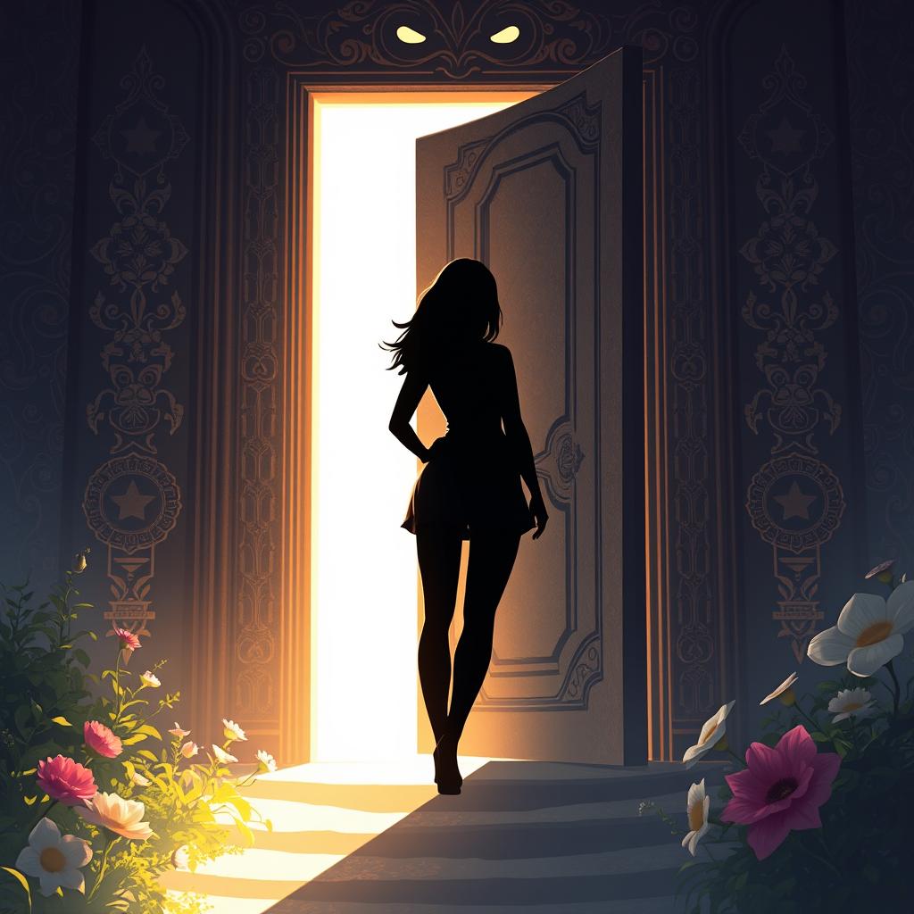 An open door representing the journey of a female protagonist