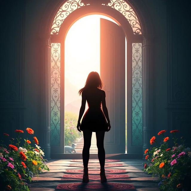 An open door symbolizing the journey of a fictional female protagonist