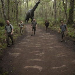 The survivors, now deep in the forest of Isla Sorna, suddenly come across a gigantic dinosaur footprints