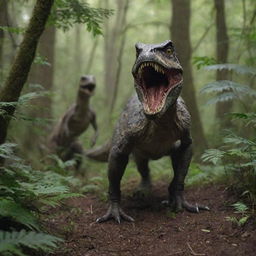 One member of the group is suddenly ambushed and pulled into the underbrush by a cunning Velociraptor