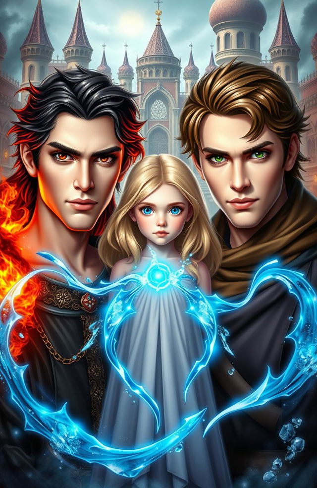 A captivating fantasy book cover depicting two 18-year-old princes standing side by side