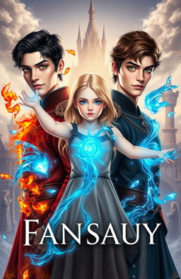 A captivating fantasy book cover depicting two 18-year-old princes standing side by side