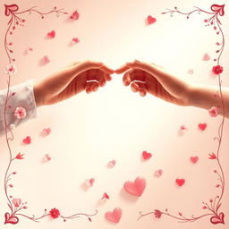 A captivating poster featuring a soft color palette with romantic shades of pinks, reds, and whites, setting a tender mood