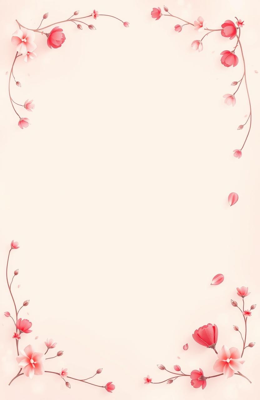 A captivating poster featuring a soft color palette with romantic shades of pinks, reds, and whites to create a tender mood