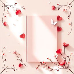 A captivating A5 size poster designed for a book cover, featuring a soft color palette with romantic shades of pinks, reds, and whites, setting a tender mood