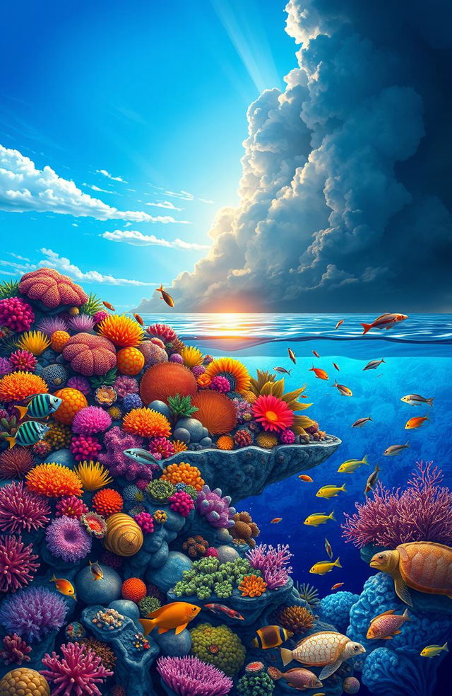 A visually stunning and thought-provoking illustration focusing on climate change and ocean health