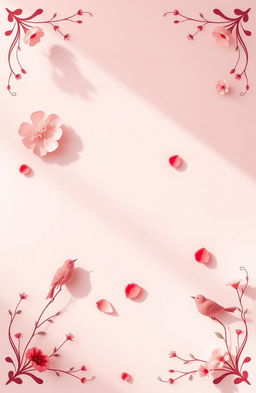 A captivating poster featuring a soft color palette with romantic shades of pinks, reds, and whites that create a tender mood