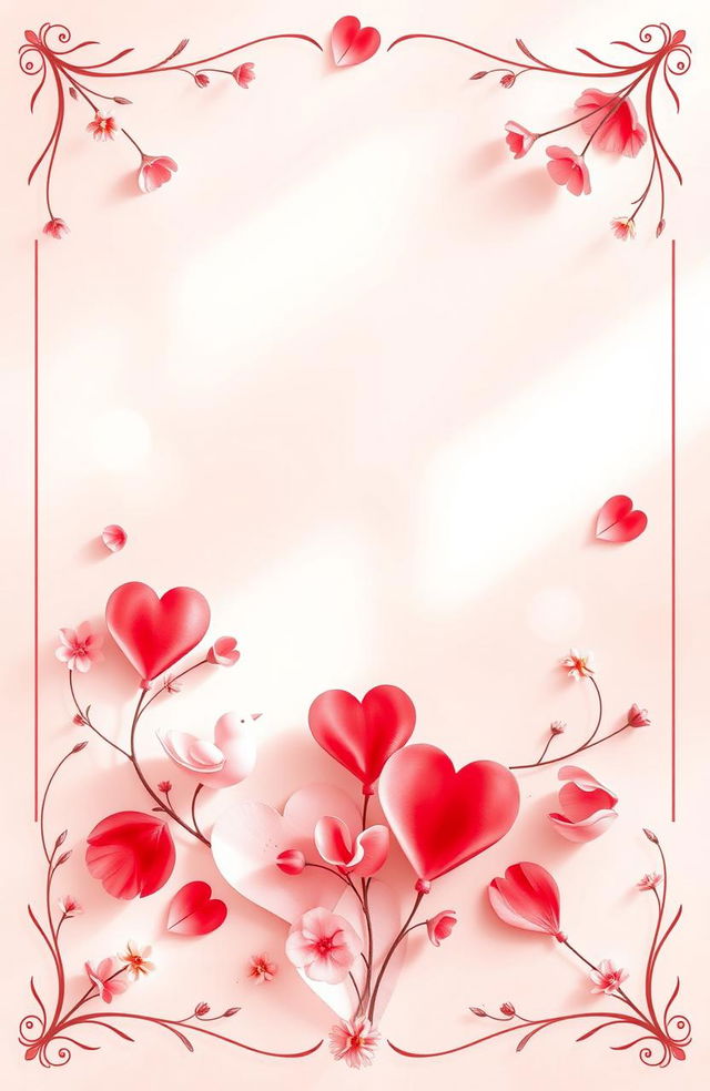 A captivating poster featuring a soft color palette with romantic shades of pinks, reds, and whites, creating a tender mood