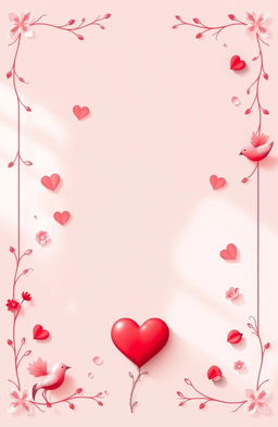 A captivating poster featuring a soft color palette with romantic shades of pinks, reds, and whites, creating a tender mood