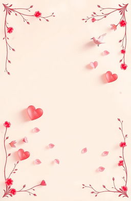 A captivating poster featuring a soft color palette with romantic shades of pinks, reds, and whites, creating a tender mood