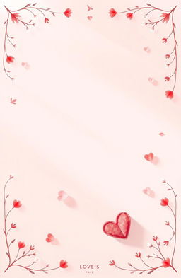 A captivating poster featuring a soft color palette of romantic shades like pinks, reds, and whites to create a tender mood